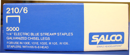 (image for) 210/6 Salco Electric Blue Streak Staples 1/4" 5000ct.